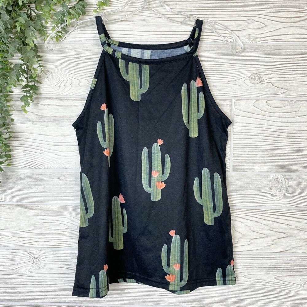Cactus Print Rocker Tank Small